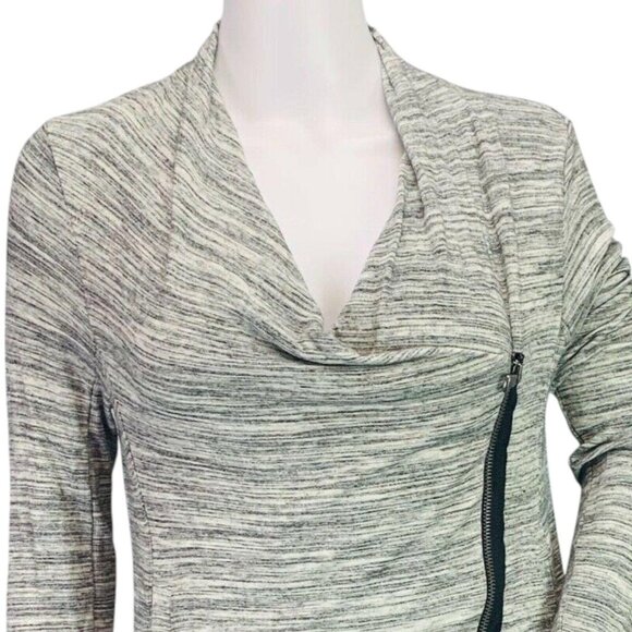 Loft | Lou & Grey Womens Asymmetric Zip Cardigan Melange Stretch Gray Size XS - Picture 4 of 13